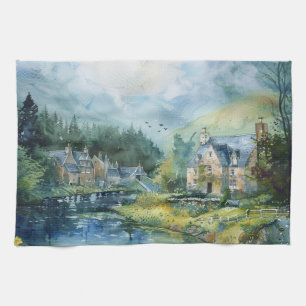 Een vredig Schots dorp Theedoek