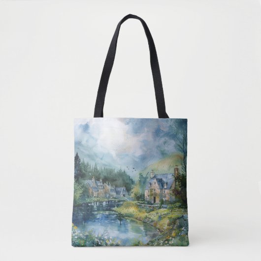 Een vredig Schots dorp Tote Bag (Voorkant)