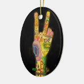 Een vreedzaam thema - Vredesgebaar Keramisch Ornament (Links)