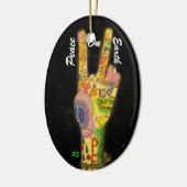 Een vreedzaam thema - Vredesgebaar Keramisch Ornament (Links)