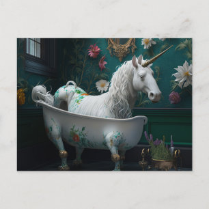 Een vreemd gezicht in de badkamer eenhoorn briefkaart
