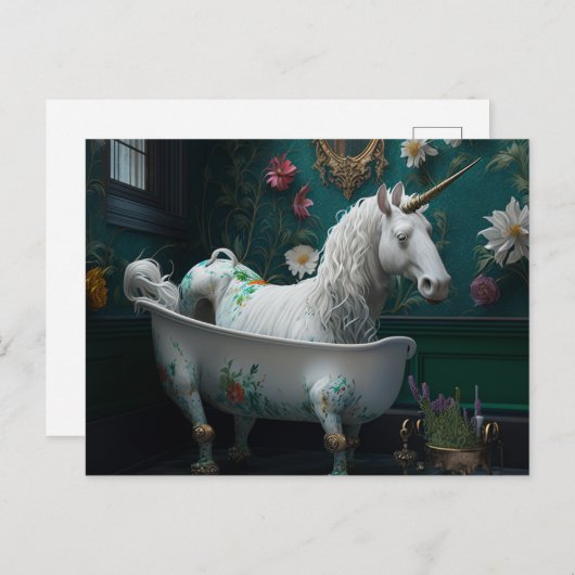 Een vreemd gezicht in de badkamer eenhoorn briefkaart (Voorkant / Achterkant)