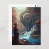 Een vreemd gezicht in de Natuur Steampunk Waterval Briefkaart (Voorkant / Achterkant)