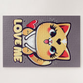 Een vreemde chibi kat vol liefde legpuzzel (Horizontaal)