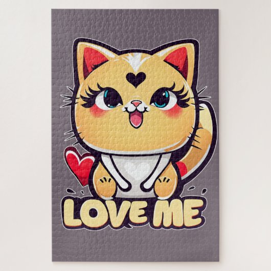 Een vreemde chibi kat vol liefde legpuzzel (Verticaal)