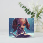 Een vreemde hond die bindt. briefkaart (Staand voorkant)