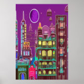 Een vreemde kleurrijke stad | AI Art Poster (Voorkant)