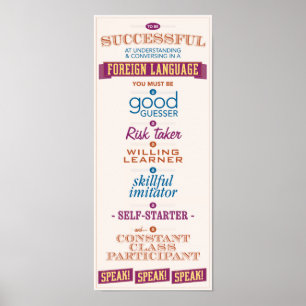Een vreemde taal leren is geslaagd. poster