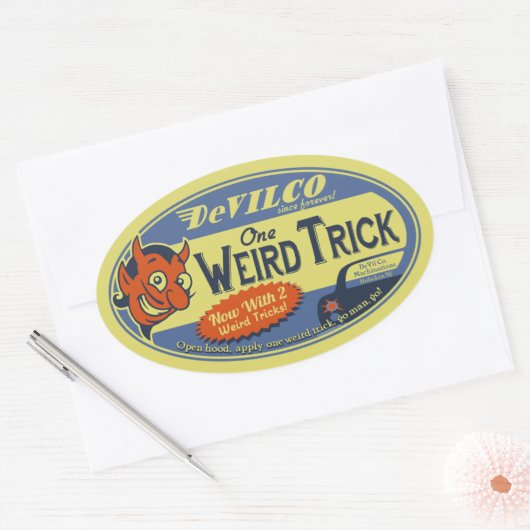Een vreemde truc ovale sticker (Envelop)