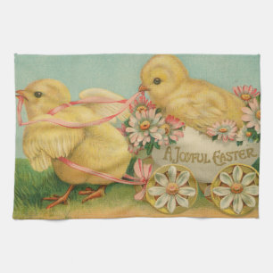 "Een vreugdevol Pasen" Vintage ansichtkaart, ca. 1 Theedoek