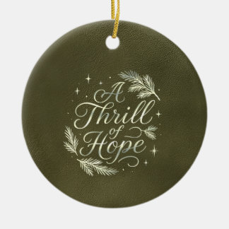 Een Vreugdevolle Hoop Script Elegante Groene Kerst Keramisch Ornament