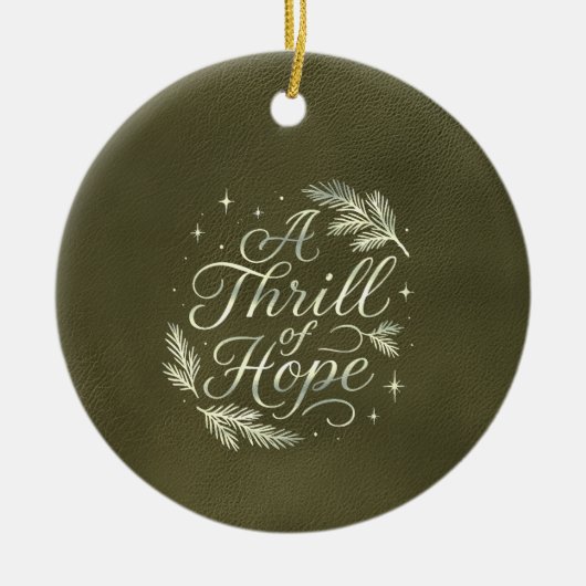 Een Vreugdevolle Hoop Script Elegante Groene Kerst Keramisch Ornament (Voorkant)