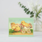  'Een vreugdevolle Pasen' Kuikens in een Koets Briefkaart (Staand voorkant)