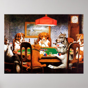 Een vriend die C M Coolidge Dogs die Poker speelt  Poster