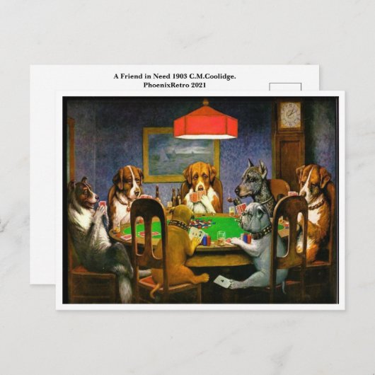 Een vriend in nood 1903 C.M.Coolidge Briefkaart (Voorkant / Achterkant)