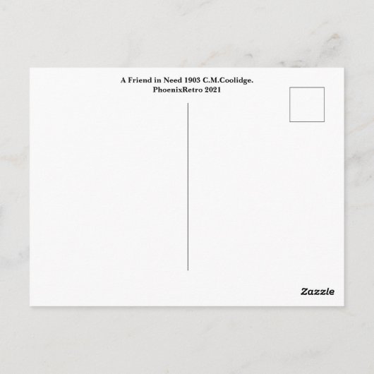 Een vriend in nood 1903 C.M.Coolidge Briefkaart (Achterkant)