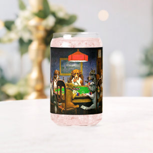 Een vriend in nood, honden die poker spelen, blikvorm glas