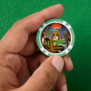 Een vriend in nood, honden die poker spelen, chips