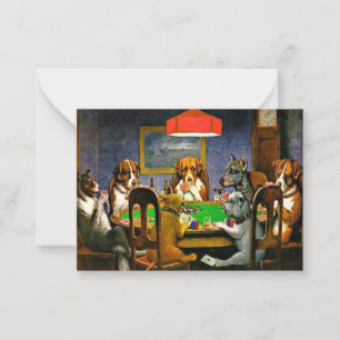 Een vriend in nood, honden die poker spelen, notitiekaartje