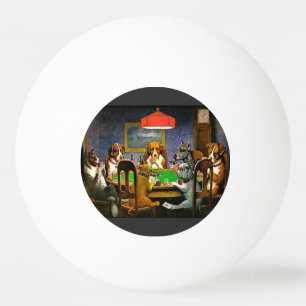 Een vriend in nood, honden die poker spelen, pingpongbal