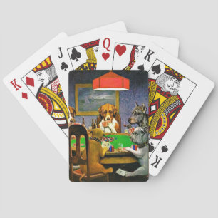 Een vriend in nood, honden die poker spelen, pokerkaarten