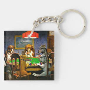 Een vriend in nood, honden die poker spelen, sleutelhanger