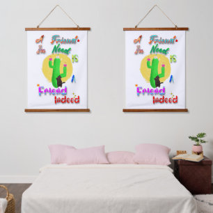 Een vriend in nood is een vriend in de daad hangend wandkleed