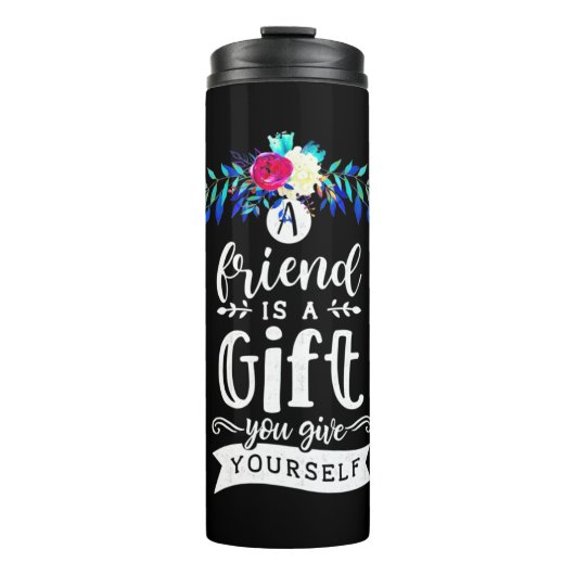 Een vriend is een cadeau. thermosbeker (Voorkant)
