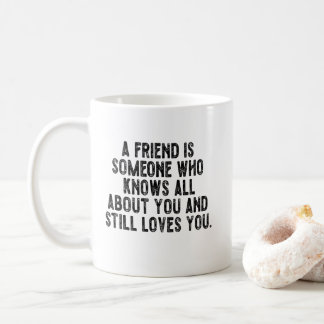 Een vriend is iemand die alles over je weet en toc koffiemok