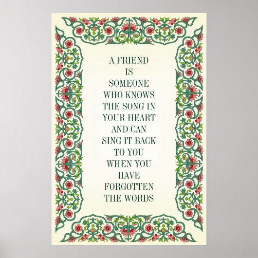 EEN VRIEND IS IEMAND DIE DE SONG IN UW POSTER (Voorkant)