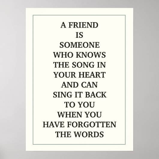 EEN VRIEND IS IEMAND DIE DE SONG IN UW POSTER (Voorkant)