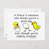 Een vriend is iemand die denkt dat je een goed ei  briefkaart (Voorkant / Achterkant)