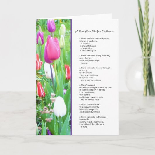 Een vriend kan een verschil maken... bedankkaart (Voorkant)