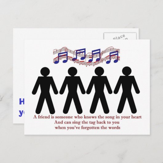 Een vriend kent het liedje in je hart briefkaart (Voorkant / Achterkant)