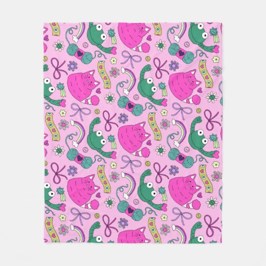 "Een vriend voor iedereen" Kitty Frog Friends Fleece Deken (Voorkant)