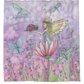 Een vriendelijke ontmoeting Fairy Ladybug Art Douchegordijn (Voorkant)