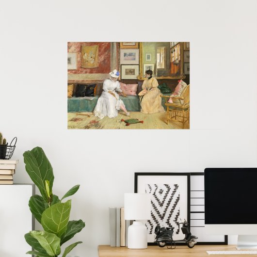 Een vriendelijke oproep, 1895 (olie op canvas) poster (Thuiskantoor)