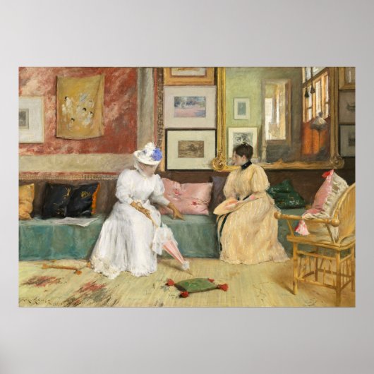 Een vriendelijke oproep, 1895 (olie op canvas) poster (Voorkant)