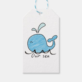 EEN VRIENDELIJKE WALVIS IN ZIJN ZEE Cadeaubijsluit Cadeaulabel