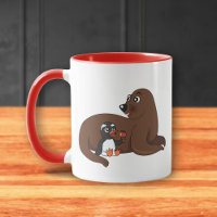 Een vriendelijke zeehond en een pinguïn cartoon
