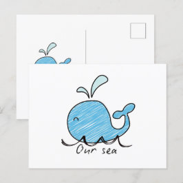 EEN VRIENDELJKE WALVIS IN ZIJN ZEE BRIEFKAART