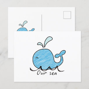 EEN VRIENDELJKE WALVIS IN ZIJN ZEE BRIEFKAART