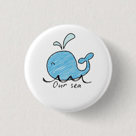 EEN VRIENDELJKE WALVIS IN ZIJN ZEE Houten wanddeco Ronde Button 3,2 Cm