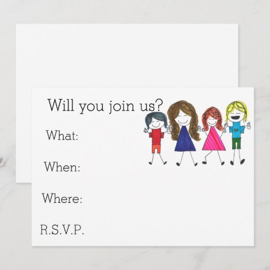 een vriendenuitnodiging zijn kaart (Voorkant / Achterkant)