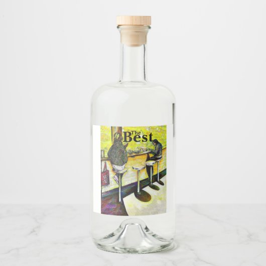 Een vrije dag van gekte likeurfles etiket (Voorkant)