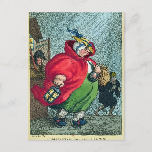 Een vroedvrouw die naar een arbeidsloon gaat, 1811 briefkaart (Voorkant)