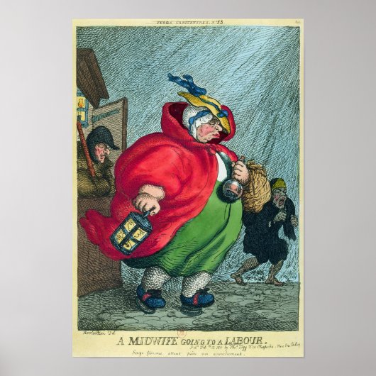 Een vroedvrouw die naar een arbeidsloon gaat, 1811 poster (Voorkant)