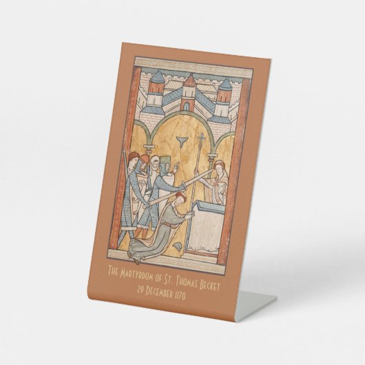 Een vroege martelaarschap van St. Thomas Becket in Reclamebord Met Voetstuk (Voorkant)