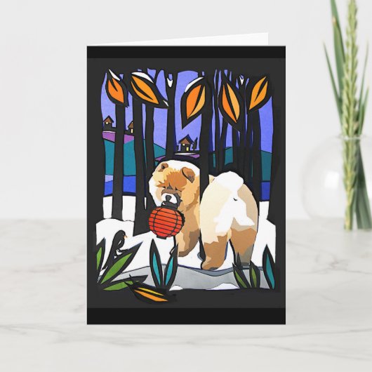 EEN VROEGE SNEEUW Chow papercut Kaart (Voorkant)