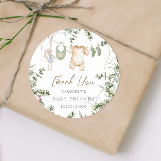 Een vrolijk beetje | Boho Boy Winter Baby shower Ronde Sticker